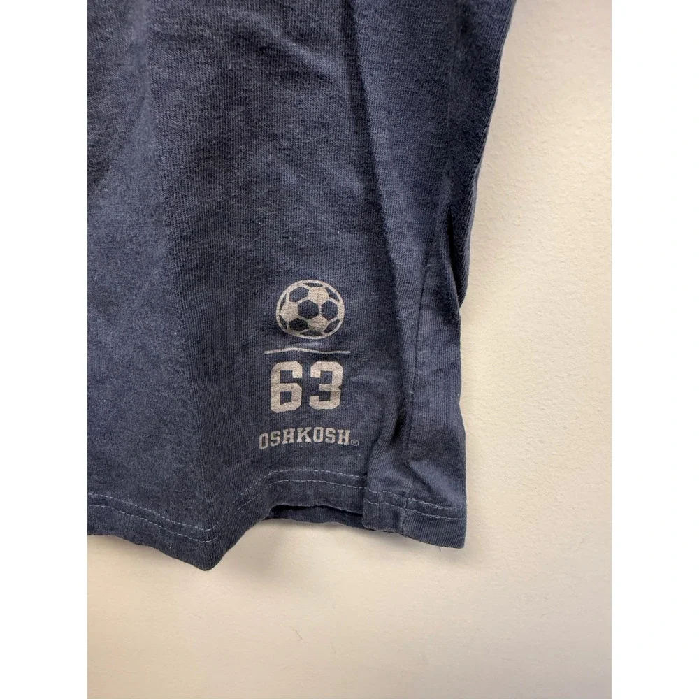 Vintage OshKosh B'Gosh Boys Navy Gray Colorblock Soccer T-Shirt Size 7X USA Made